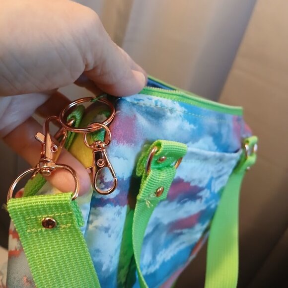 New Rainbow Clouds Sky print Crossbody Stachel Purse Bag Small Blue Pink Green - Picture 11 of 11
